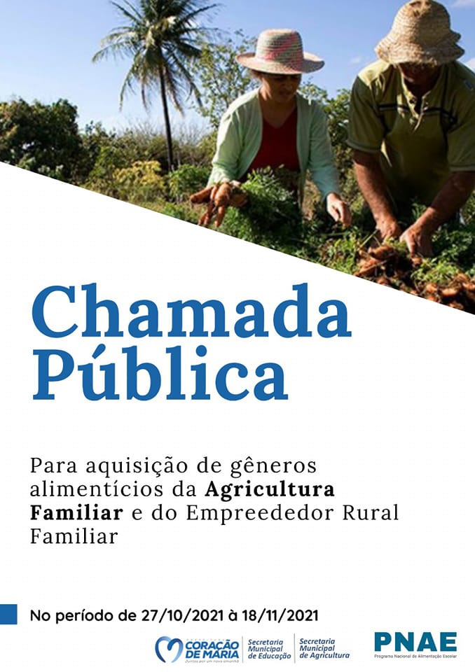 Chamada Pública para aquisição de alimentícios da Agricultura Familiar