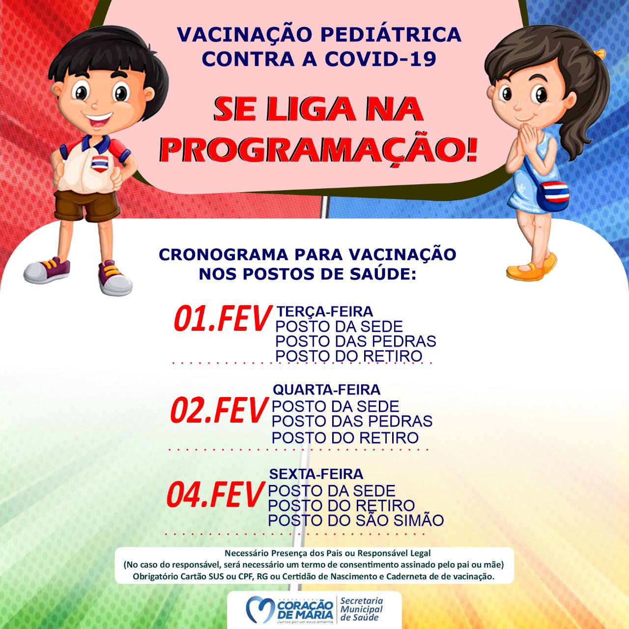 Se liga na Programação da Vacinação Pediátrica contra a Covid-19.