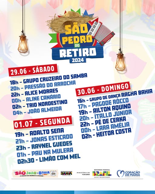 Programação do São Pedro do Retiro 2024